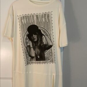 Graphic Tee Dress with Vintage Black & Cream Print